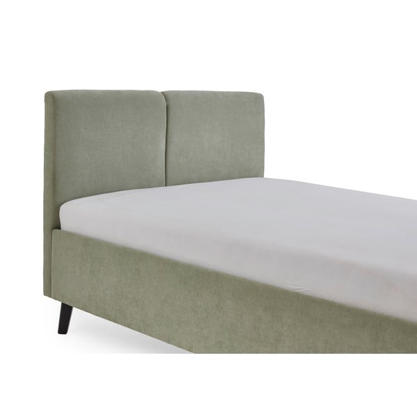 Pat matrimonial verde deschis tapițat cu somieră 140x200 cm Piano – Meise Möbel-image-4