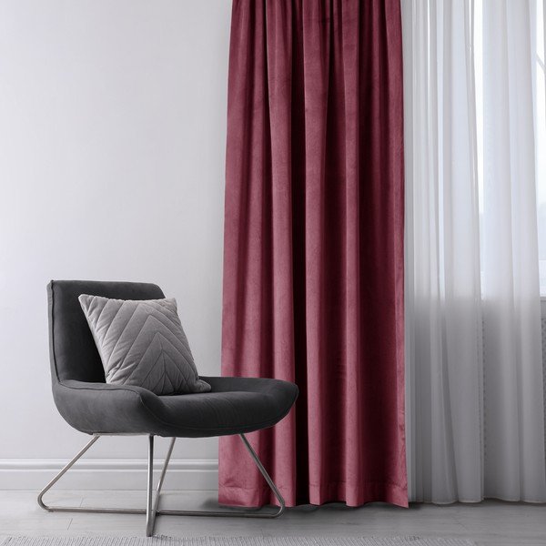 Draperie burgundy/roz dimout (semi-opacă) din catifea 140x270 cm Eyelets – Restilo-image-1