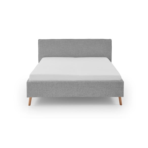 Pat matrimonial gri deschis tapițat cu spațiu de depozitare cu somieră 180x200 cm Riva – Meise Möbel-image-4