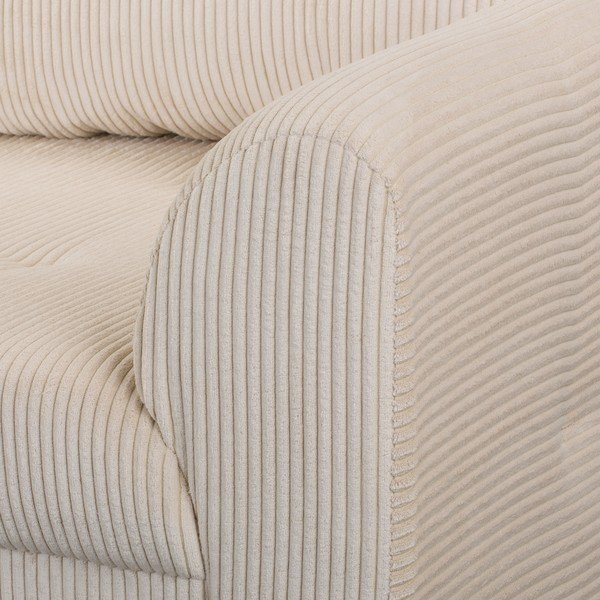 Colțar crem cu tapițerie din catifea reiată  (cu colț pe partea stângă ) Ariella – Ropez-image-1