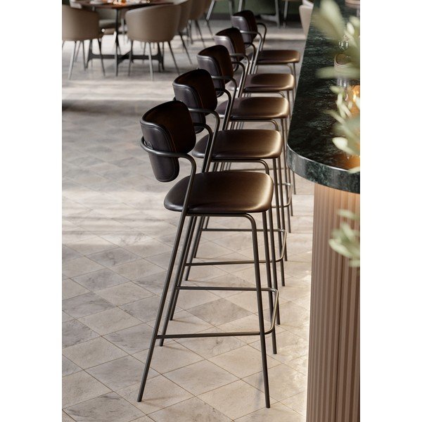 Scaun de bar din piele artificială DAN-FORM Denmark Zed, înălțime 107 cm, negru-image-1