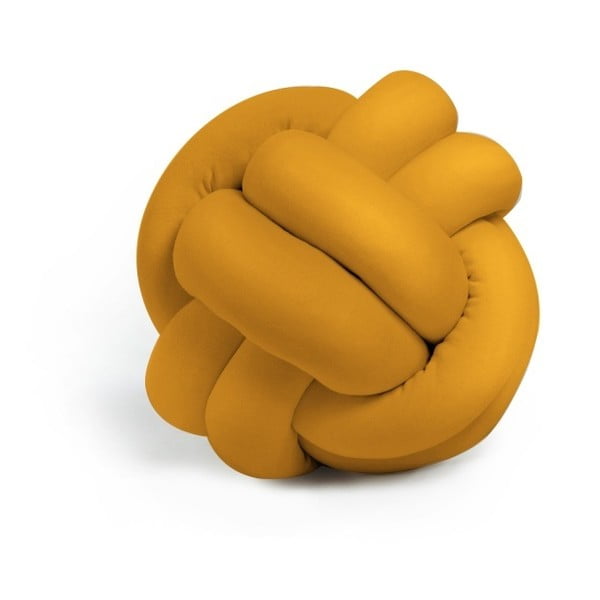 Pernă Knot Decorative Cushion, ⌀ 25 cm, galben muștar