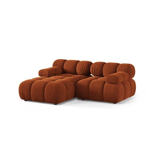Colțar modular teracotă cu tapițerie din catifea (cu colț pe partea stângă/cu șezlong) – Micadoni -image-2