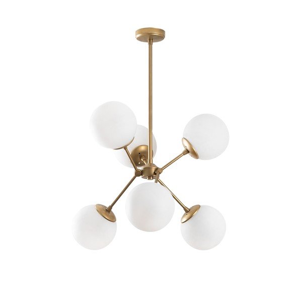 Lustră albă/aurie cu abajur din sticlă ø 55 cm Gondol – Opviq lights