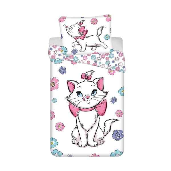 Lenjerie de pat pentru copii albă din bumbac pentru pat de o persoană 140x200 cm Marie Cat "Floral" – Jerry Fabrics