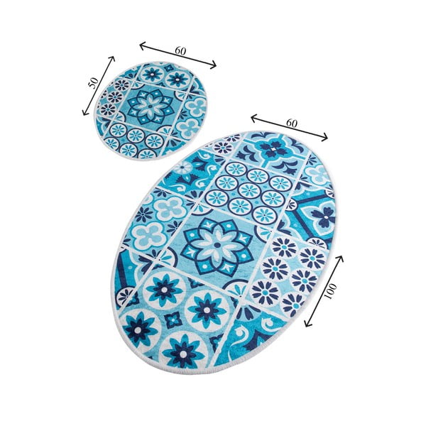 Covorașe de baie albastre 2 buc. 60x100 cm Ceramic – Foutastic-image-3