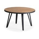 Măsuță de cafea neagră/în culoare naturală rotundă cu blat cu aspect de lemn de stejar ø 80 cm Sindi – Marckeric