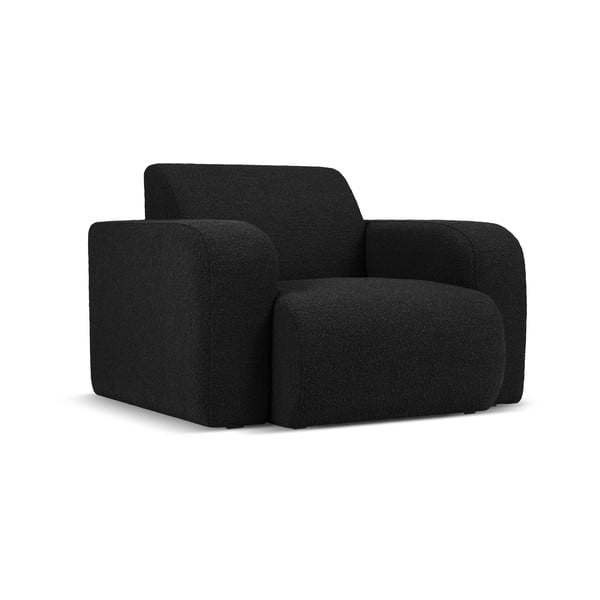 Fotoliu negru cu tapițerie din stofă bouclé Molino – Micadoni Home