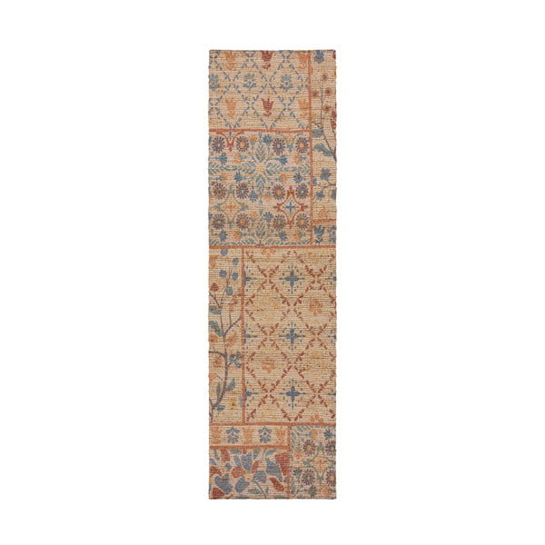Covor tip traversă în culoare naturală țesut manual din amestec de iută 60x230 cm Taylor Patchwork – Flair Rugs