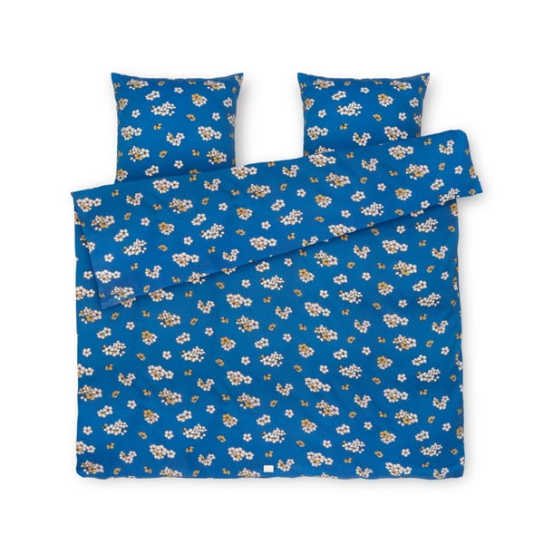 Lenjerie de pat albastră din bumbac satinat pentru pat dublu/extinsă 200x220 cm Grand Pleasantly – JUNA
