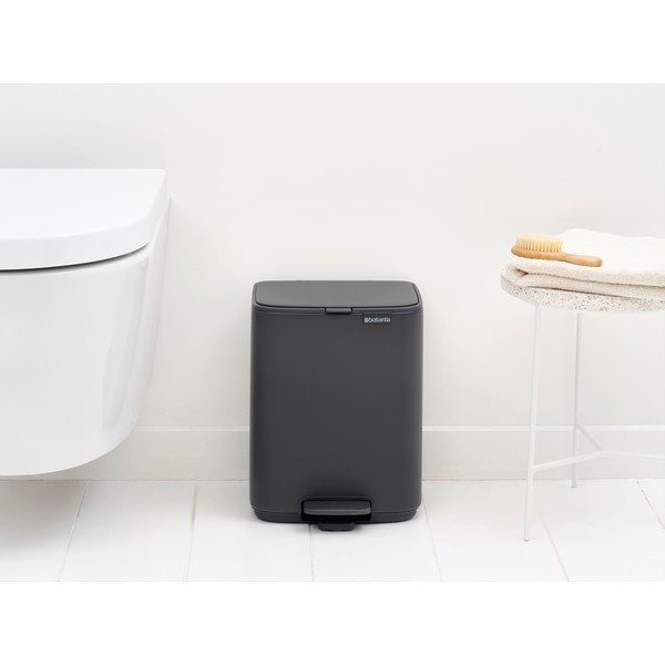 Coș de gunoi gri închis cu pedală din oțel 7 l Bo – Brabantia-image-1
