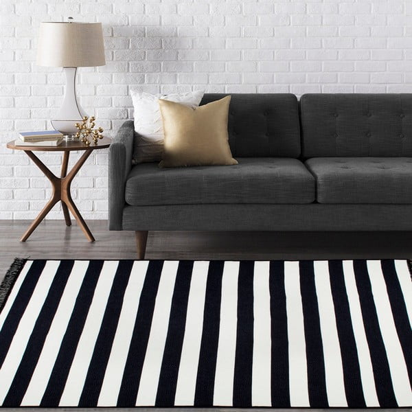 Covor reversibil Cihan Bilisim Tekstil Sentinus, 120 x 180 cm, alb-negru-image-1