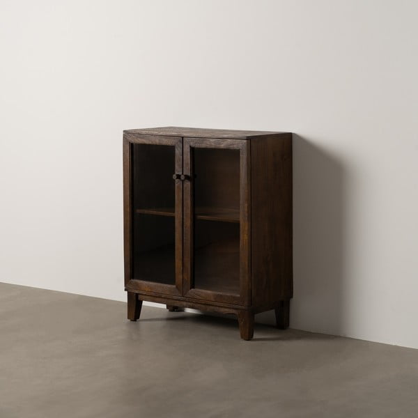 Vitrină maro din lemn de mango 80x100x40 cm Ravi – Ixia-image-3