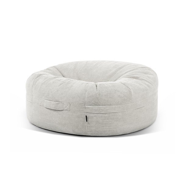Fotoliu bean bag crem cu tapițerie din catifea reiată Roll 135 – SLOWDOWN