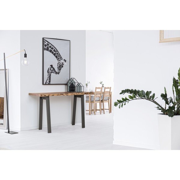 Masă consolă neagră/în culoare naturală cu blat din lemn de acacia 45x130 cm Aron – Bizzotto-image-1