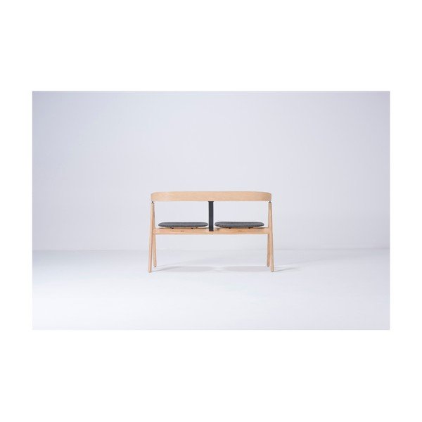 Bancă din lemn de stejar Gazzda Ava, șezut gri-image-3