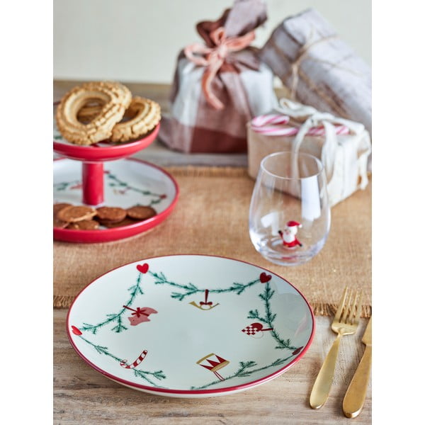 Farfurie crem din gresie ø 25,5 cm  cu model de Crăciun Yule – Bloomingville-image-1