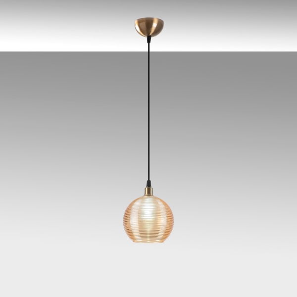 Lustră galben ocru/aurie cu abajur din sticlă ø 15 cm Muzo – Opviq lights-image-3