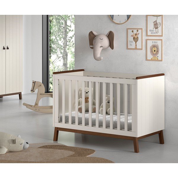 Pătuț bej din lemn de pin cu înălțime reglabilă 60x120 cm Sezane – Vipack-image-1