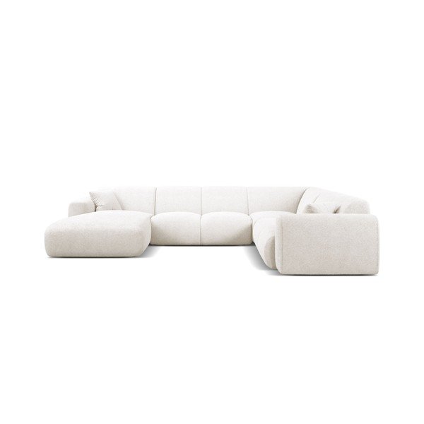 Colțar alb cu tapițerie din țesătură bouclé (în formă de "U") Molino – Micadoni -image-1