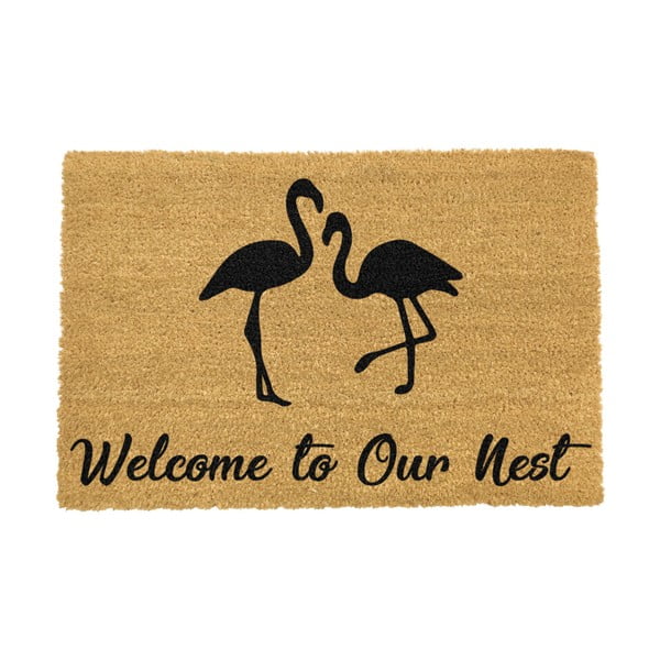 Covor intrare Artsy Doormats Welcome To Our Nest Flamingo, 40 x 60 cm
