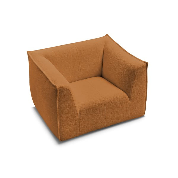 Fotoliu galben muștar cu tapițerie din țesătură bouclé Giorgia – Bobochic Paris-image-4