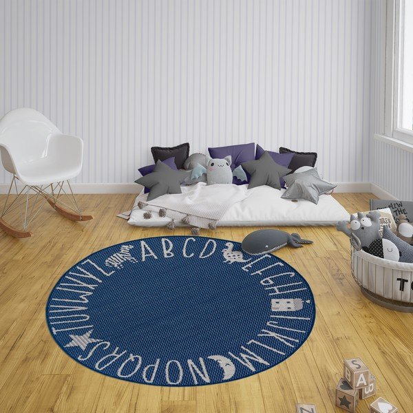 Covor pentru copii Ragami Letters, ø 160 cm, albastru-image-1