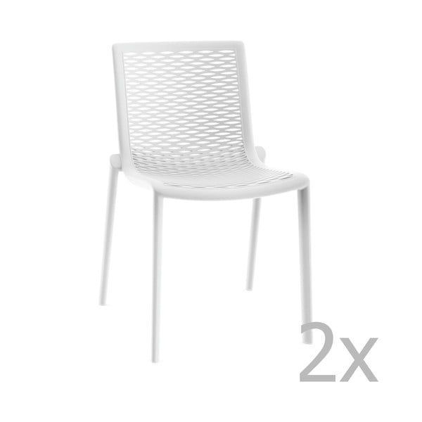 Set 2 scaune de grădină Resol Net-Kat, alb