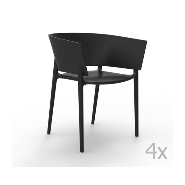 Set 4 scaune de grădină Vondom Africa, negru