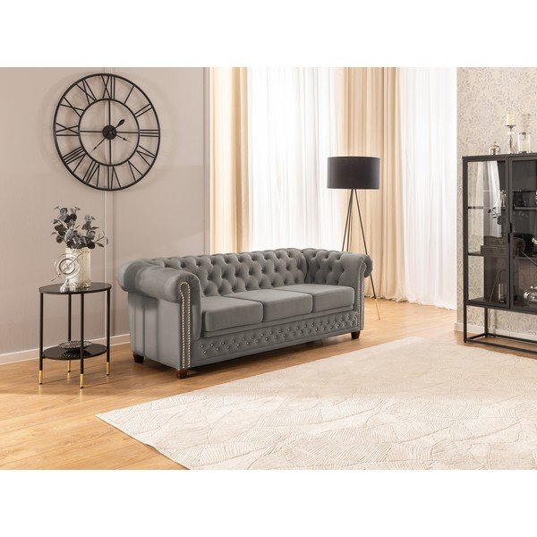 Canapea gri extensibilă cu tapițerie din catifea 203 cm York Blik – Ropez-image-4