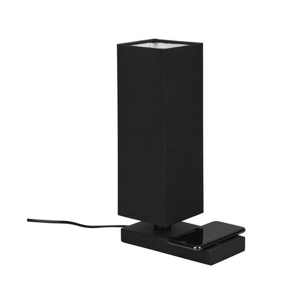 Veioză negru-mat cu încărcător wireless (înălțime 35 cm) Haley – Reality