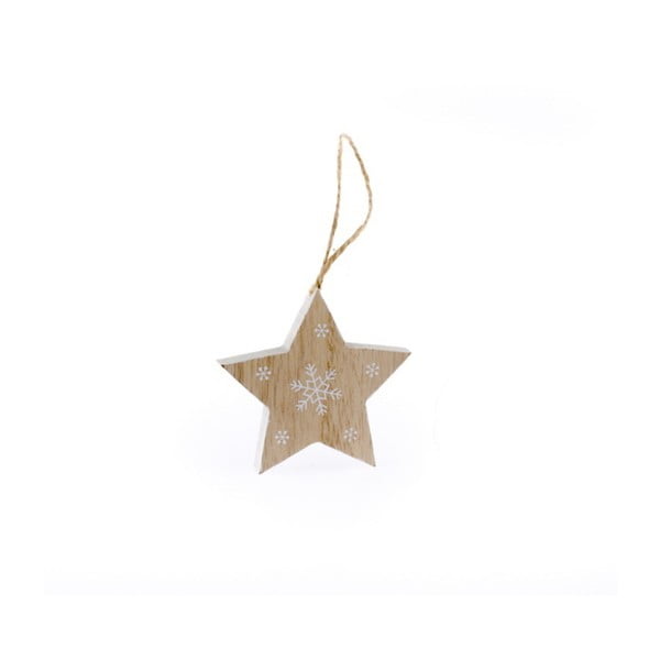 Decorațiune de agățat din lemn, în formă de stea Dakls Snowflake, 7,2 cm