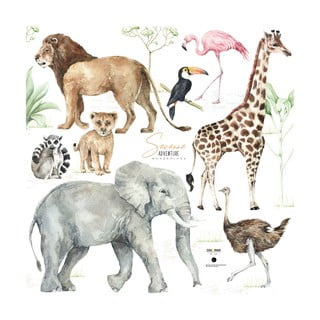 Set autocolante de perete pentru copii Dekornik Savanna, 100 x 100 cm