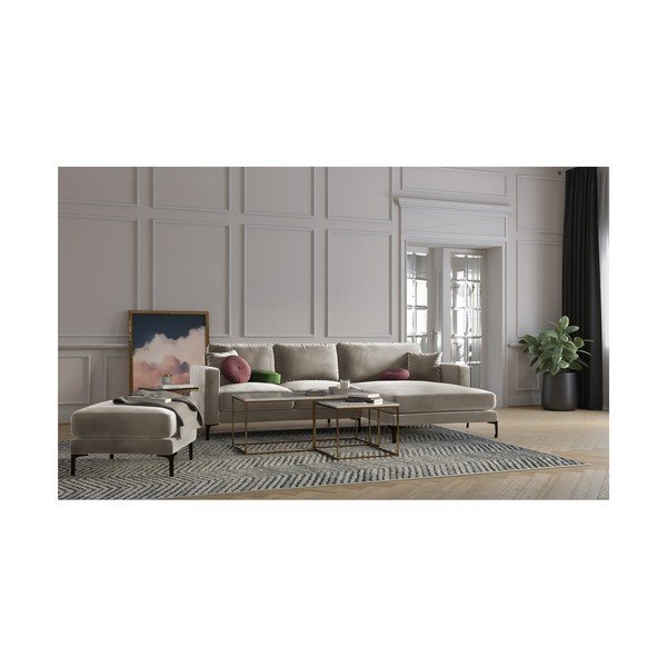 Taburet cu tapițerie din catifea Kooko Home Harmony, bej-image-3