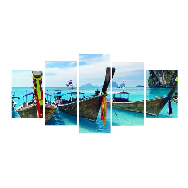 Tablou Tropical Paradise Boats, set 5 buc. 