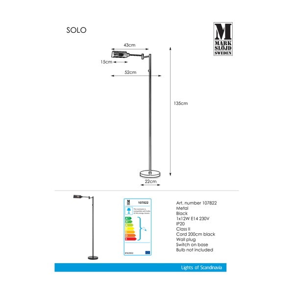 Lampadar Markslöjd Yale Floor Black, negru-image-2