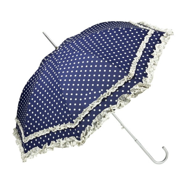 Umbrelă Von Lilienfeld Plain Mary Polkadots, alb-albastru