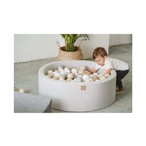 Piscină cu bile bej din catifea ø 90x30 cm Montessori – Meowbaby-image-1