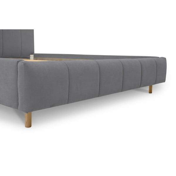 Pat matrimonial gri tapițat cu somieră 160x200 cm Zee – Scandic-image-4