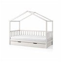 Pat pentru copii  alb de tip casă/cu extensie suplimentară din lemn masiv de pin cu spațiu de depozitare 90x200 cm DALLAS – Vipack