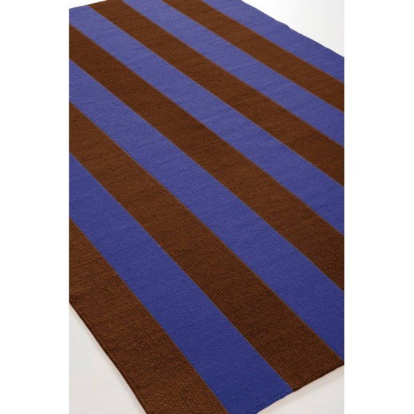 Covor tip traversă albastru/maro țesut manual din amestesc de lână 80x200 cm Sissel – Jotex-image-4