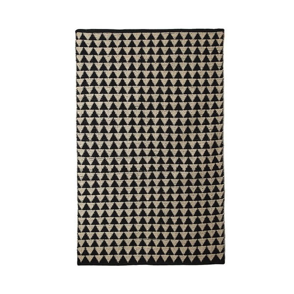 Covor din bumbac țesut manual Pipsa Triangle, 100 x 120 cm, negru-bej