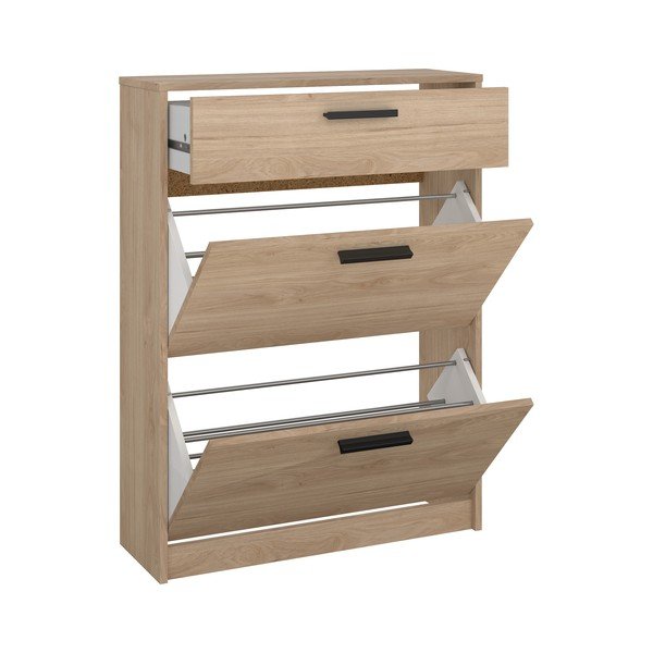 Pantofar în culoare naturală cu deschidere înclinată cu aspect de lemn de stejar 70x94x24 cm Escape – Tvilum-image-2