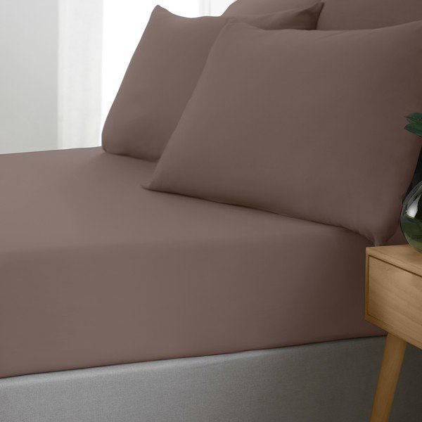 Cearceaf maro închis cu elastic 90x190 cm So Soft Non Iron – Catherine Lansfield-image-1