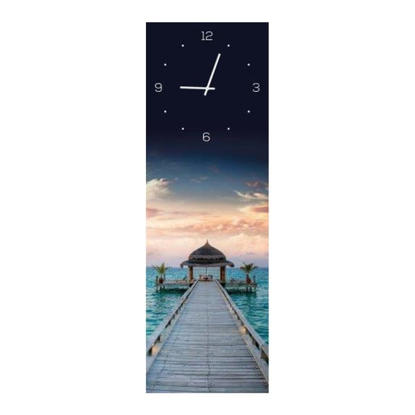 Ceas de perete din sticlă DecoMalta Paradise, 20 x 60 cm
