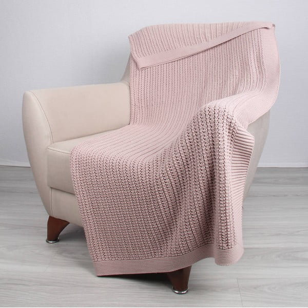 Pătură din bumbac Homemania Carla, 170 x 130 cm, roz