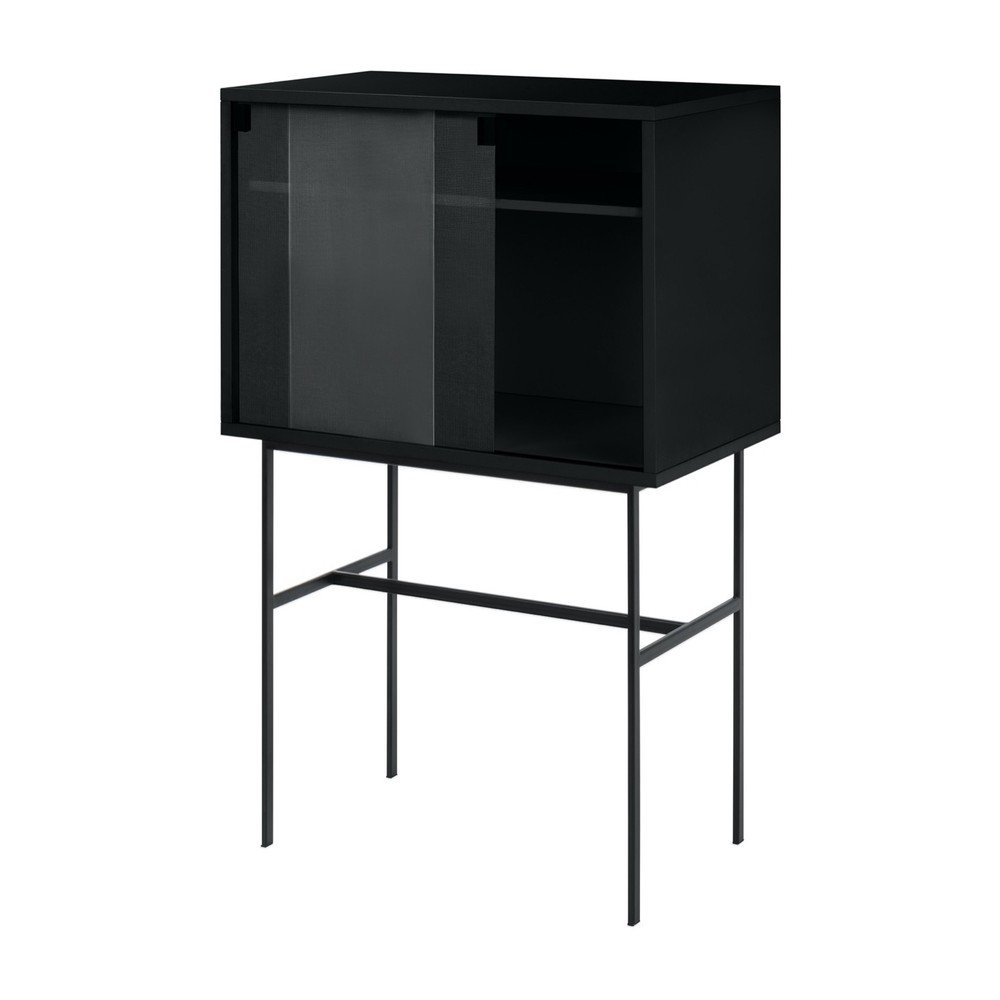 Vitrină neagră cu ușă glisantă 70x109x40 cm Lekko – noo.ma