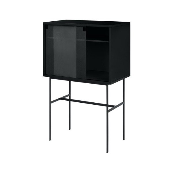 Vitrină neagră cu ușă glisantă 70x109x40 cm Lekko – noo.ma