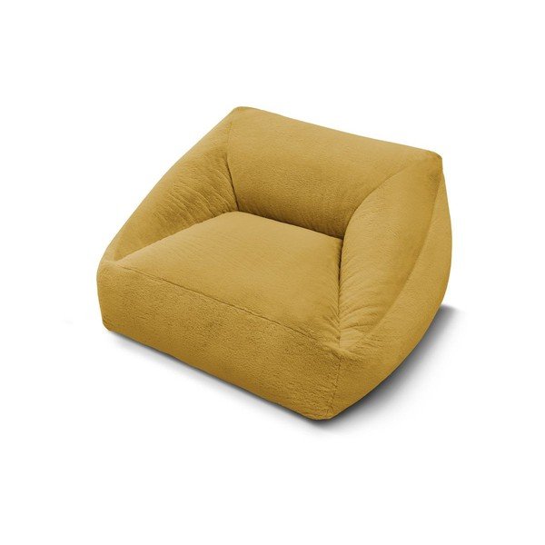 Fotoliu bean bag galben cu tapițerie din blană artificială Lilibet – Bobochic Paris-image-3