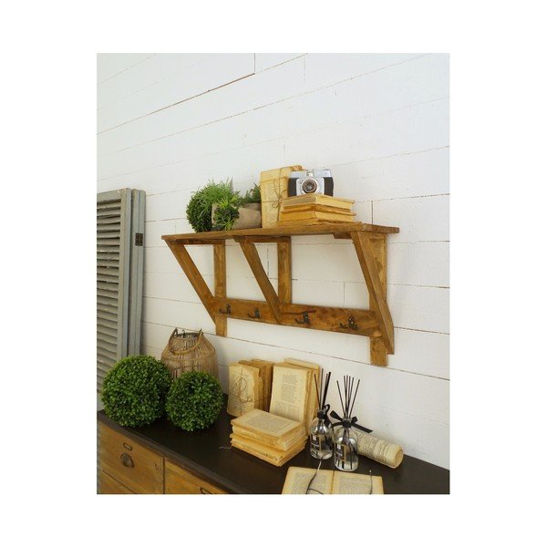 Poliță din lemn pentru perete Orchidea Milano Raw Wood, 80 x 25 x 40 cm